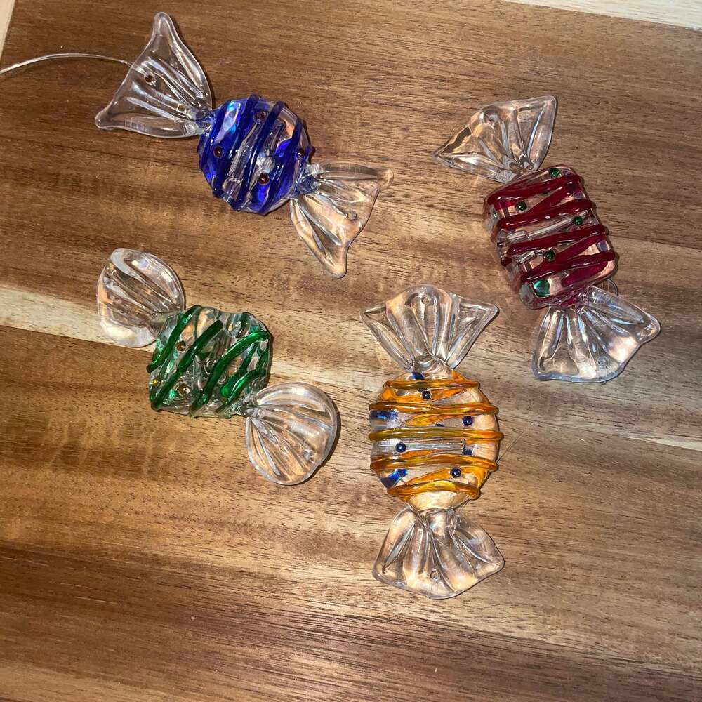 Vintage Hard Plastic Wrap Christmas Candy Set Of 4